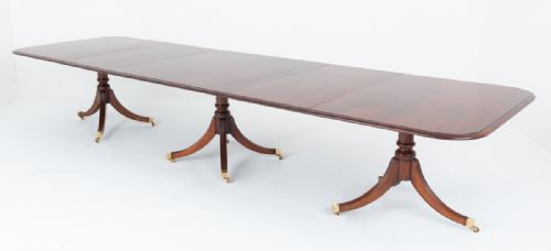 Mahogany Regency Style 14-16 Seat 3 Pedestal Dining Table