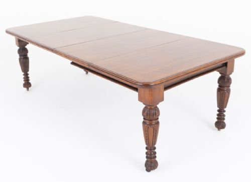 VICTORIAN OAK 2 LEAF EXTENDING DINING TABLE