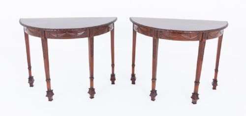 STUNNING PAIR OF REGENCY STYLE MAHOGANY CONSOLE TABLES