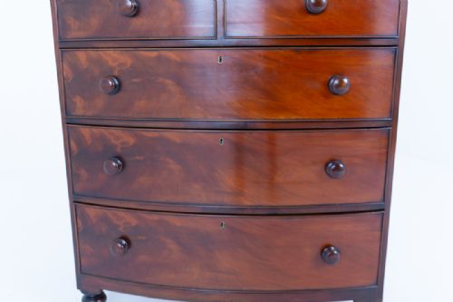 VICTORIAN MAHOGANY BOW CHEST OF DRAWERS - ADDITIONAL PHOTO 2