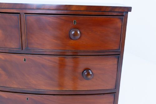 VICTORIAN MAHOGANY BOW CHEST OF DRAWERS - ADDITIONAL PHOTO 6