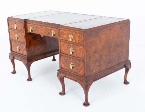 Burr Walnut Queen Anne Style Desk