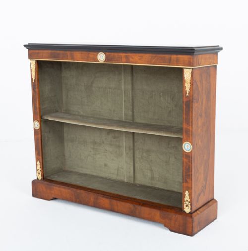 Victorian Burr Walnut Open Bookcase
