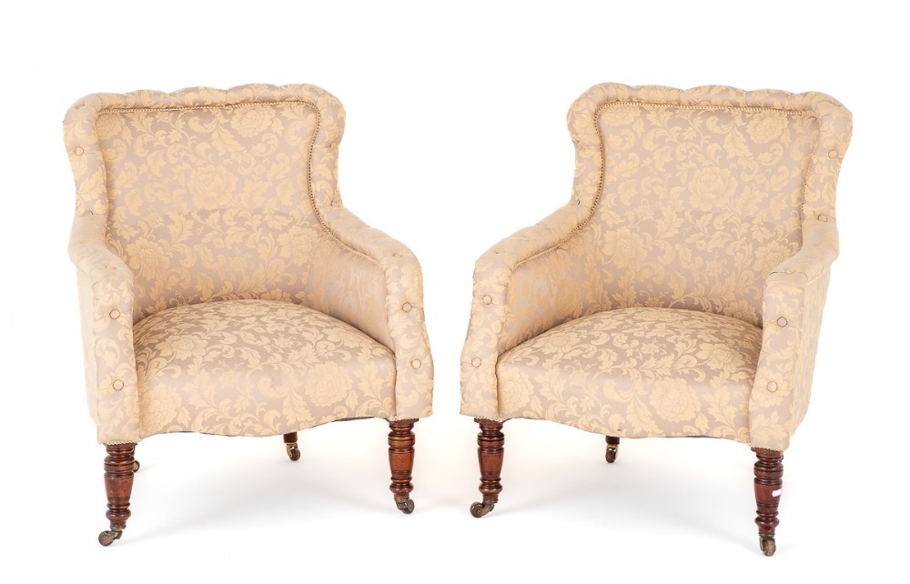 Pair of Victorian Upholstered Club Chairs