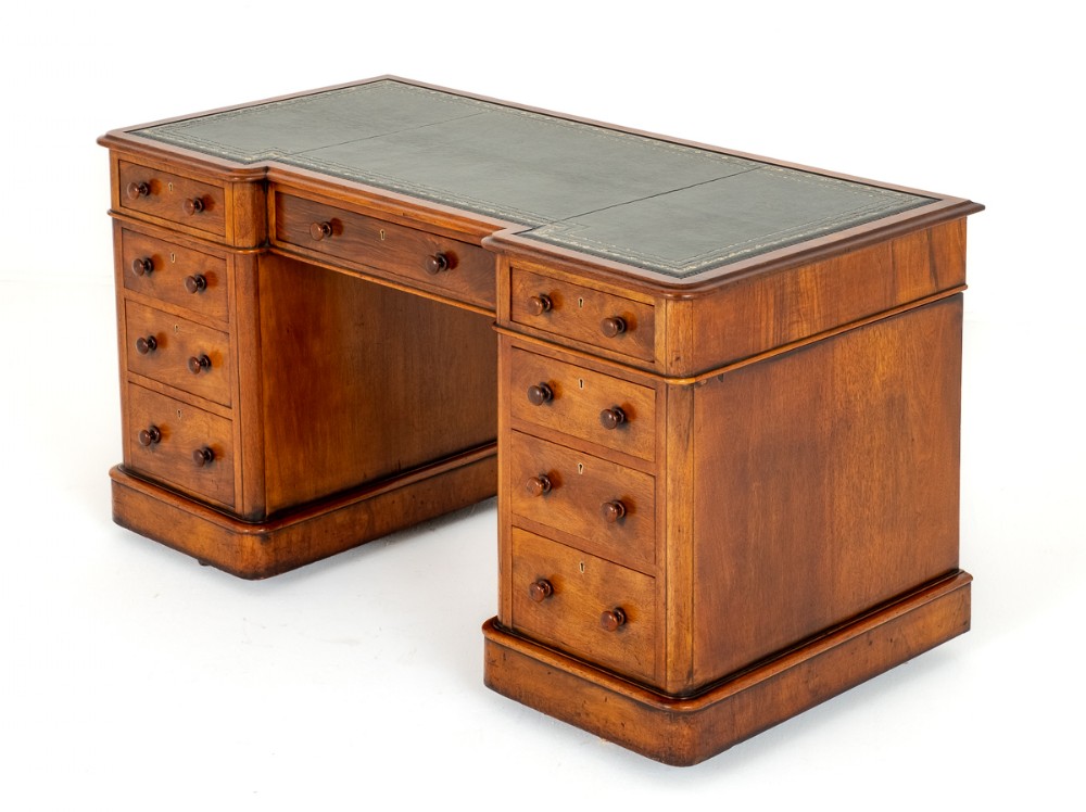 Victorian Walnut Pedestal Desk