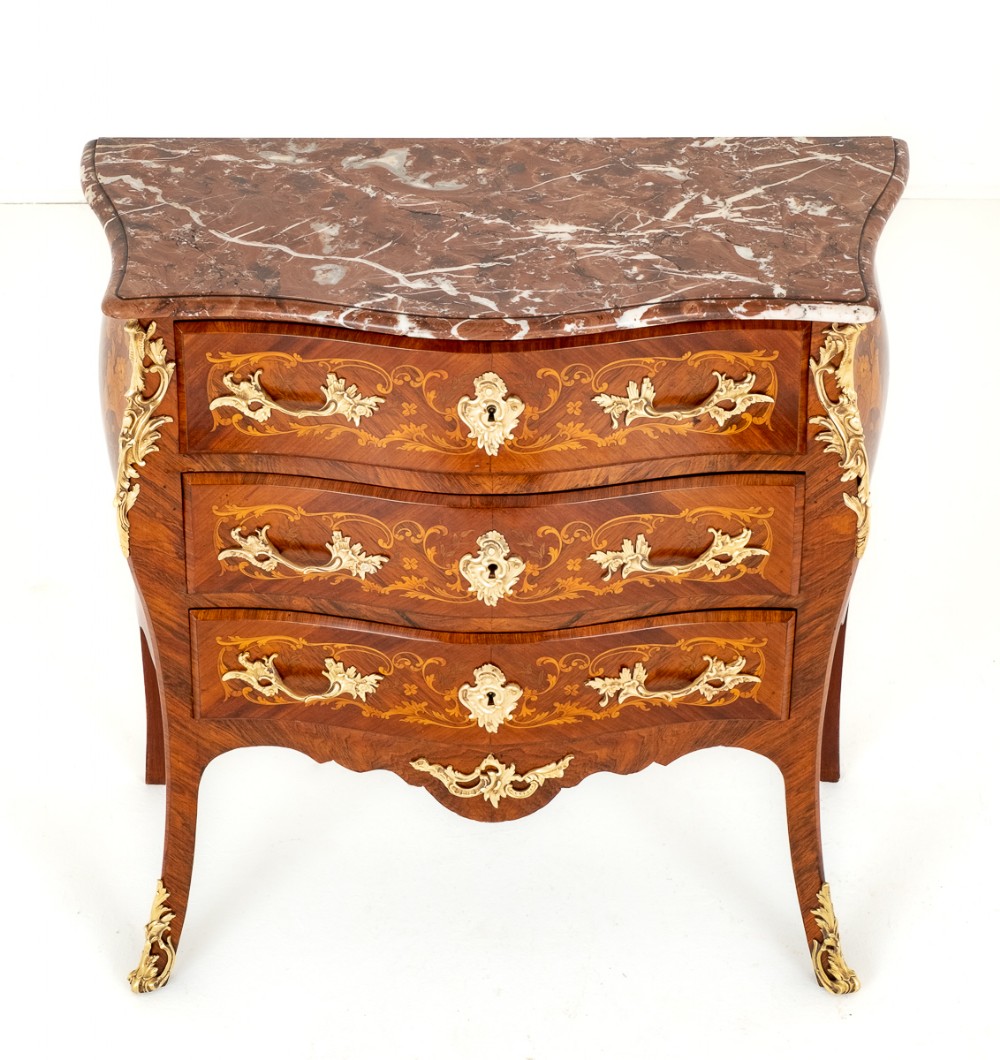 French 3 Drawer Inlaid Commode
