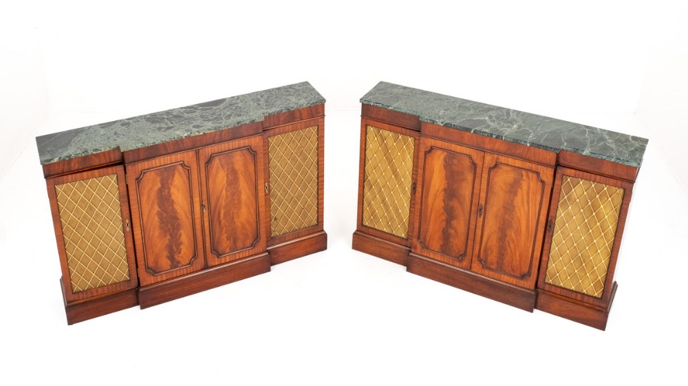 Pair of Regency Style Mahogany Breakfront Sideboards