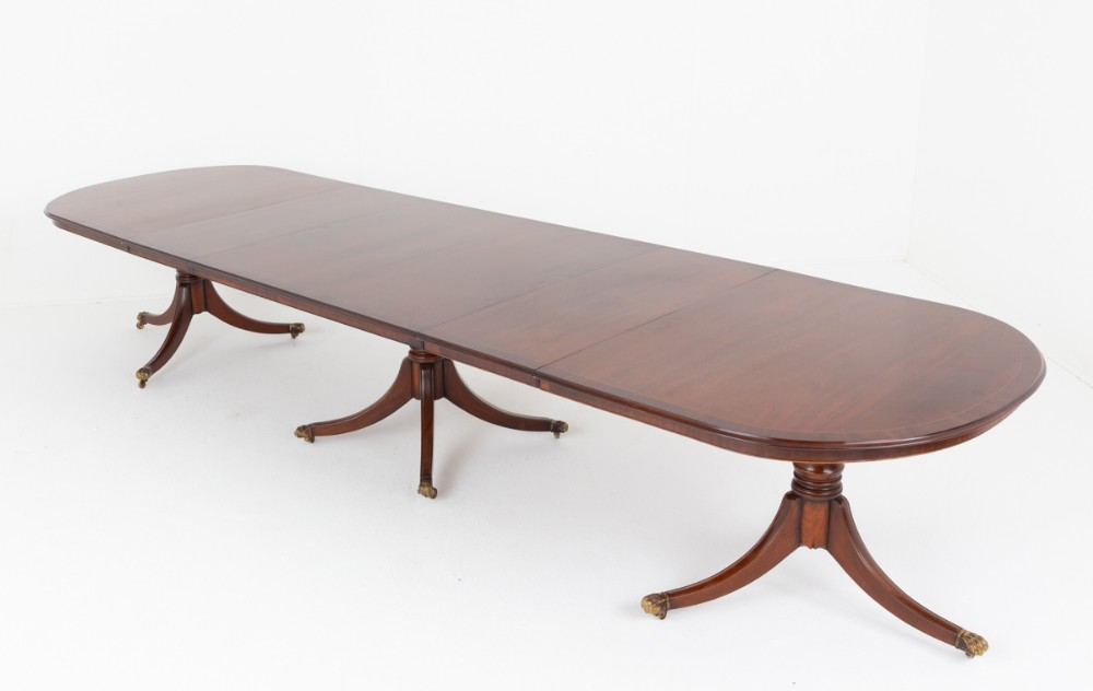 Regency Revival 18 Seat Mahogany Triple Pedestal Dining Table