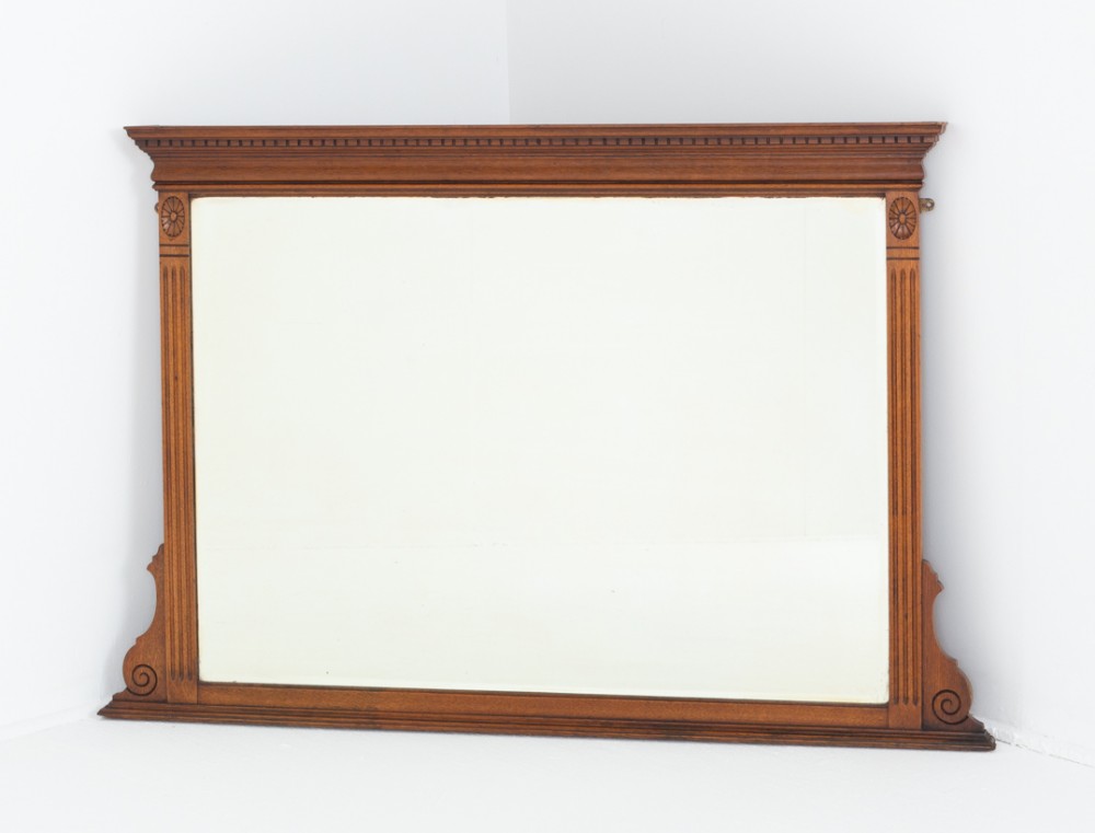 Late Victorian Oak Over Mantle Mirror
