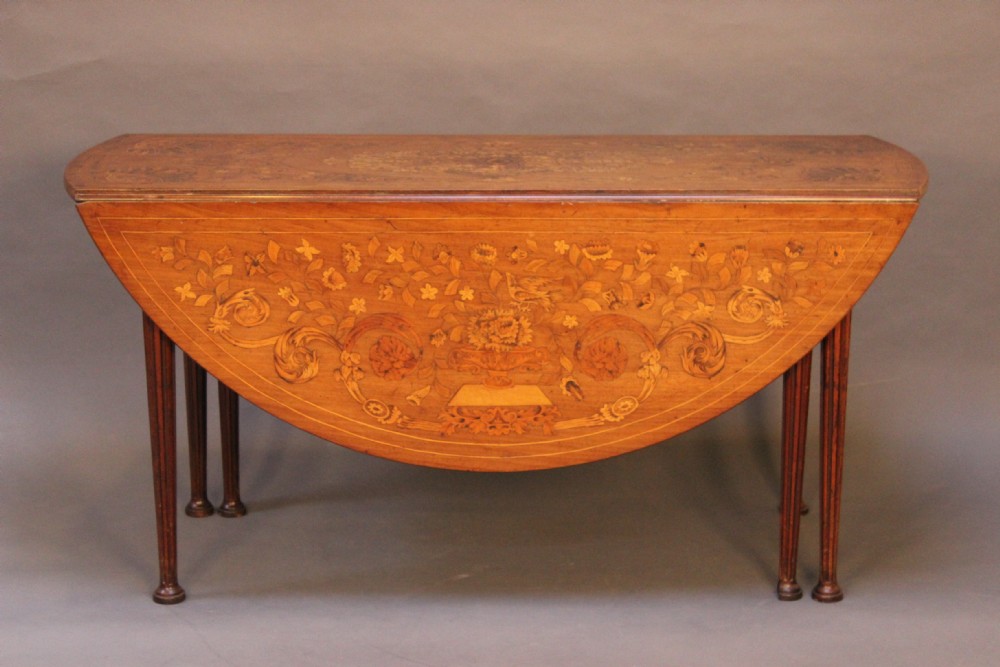 18thc. Walnut Inlaid Drop Flap Dining Table