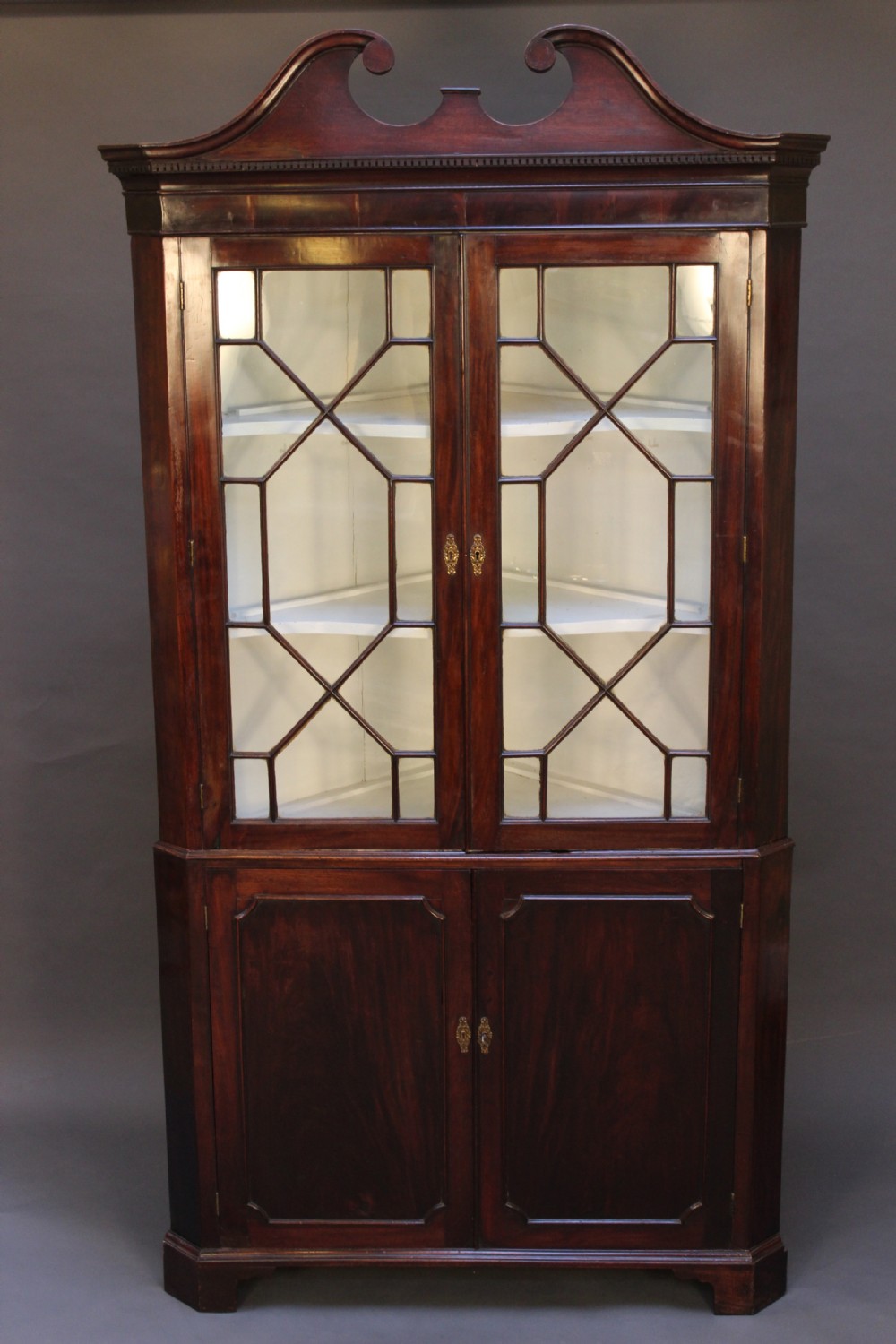 Georgian Mahogany Glazed Corner Cupboard