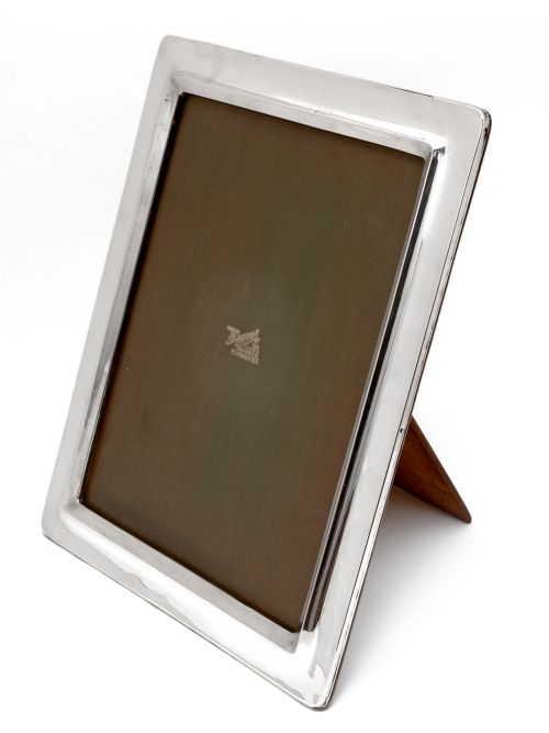 large stylish plain rectangular silver photo picture frame - CATEGORY: ANTIQUE SILVER - DATED 1910