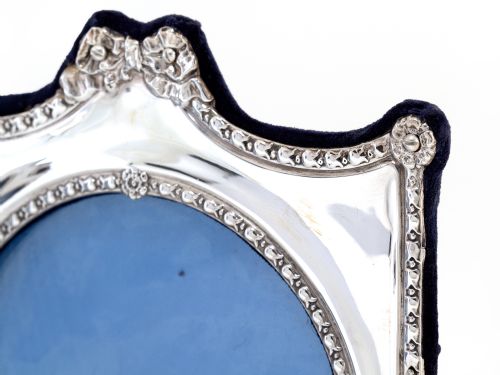 DECORATIVE EDWARDIAN SILVER DOUBLE FOLDING PHOTO PICTURE FRAME - ADDITIONAL PHOTO 5