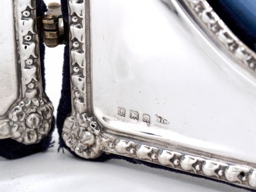 DECORATIVE EDWARDIAN SILVER DOUBLE FOLDING PHOTO PICTURE FRAME - ADDITIONAL PHOTO 6