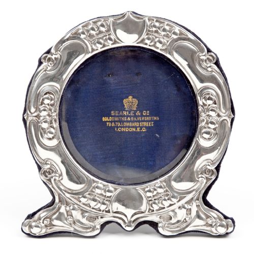 ANTIQUE ART NOUVEAU STYLE CIRCULAR SILVER PHOTO PICTURE FRAME - ADDITIONAL PHOTO 1