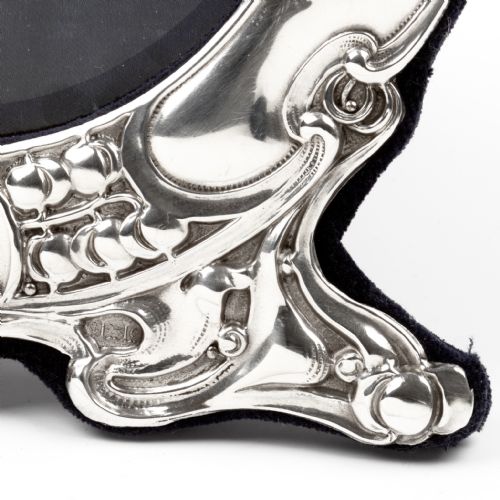 ANTIQUE ART NOUVEAU STYLE CIRCULAR SILVER PHOTO PICTURE FRAME - ADDITIONAL PHOTO 4