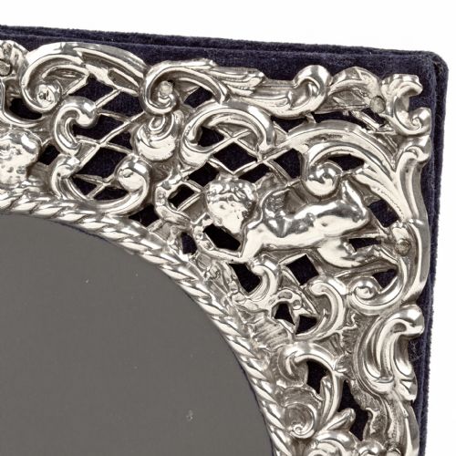 EDWARDIAN SQUARE SILVER PHOTO PICTURE FRAME DECORATED WITH CHERUBS AND SCROLLING FLOWERS - ADDITIONAL PHOTO 4