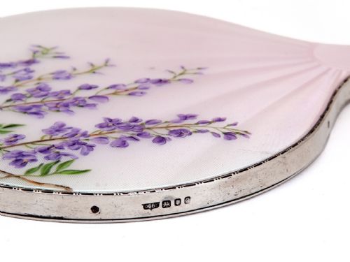 SILVER HAND MIRROR WITH A GUILLOCHE ENAMEL - ADDITIONAL PHOTO 2