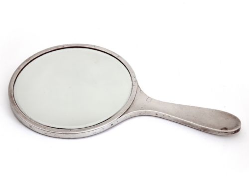 SILVER HAND MIRROR WITH A GUILLOCHE ENAMEL - ADDITIONAL PHOTO 3