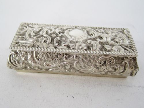 late victorian rectangular silver jewellery or trinket box - CATEGORY: ANTIQUE BOXES - DATED 1890
