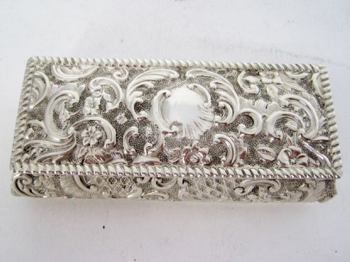 LATE VICTORIAN RECTANGULAR SILVER JEWELLERY OR TRINKET BOX - ADDITIONAL PHOTO 2