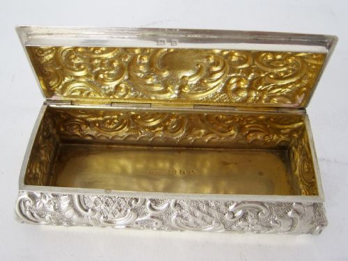 LATE VICTORIAN RECTANGULAR SILVER JEWELLERY OR TRINKET BOX - ADDITIONAL PHOTO 3