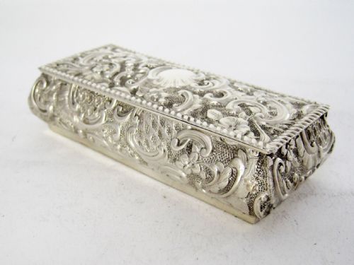LATE VICTORIAN RECTANGULAR SILVER JEWELLERY OR TRINKET BOX - ADDITIONAL PHOTO 4