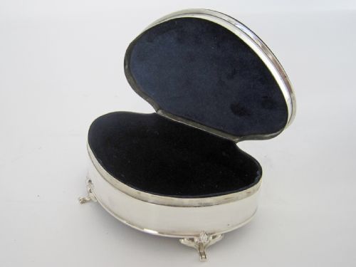 LARGE SILVER JEWELLERY OR TRINKET BOX WITH BLUE ENAMEL LID - ADDITIONAL PHOTO 3
