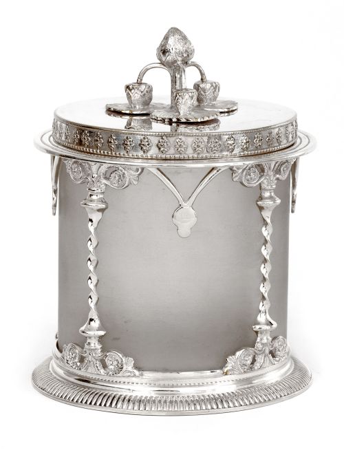 antique silver plated preserve pot with a frosted glass liner - CATEGORY: ANTIQUE SILVER - DATED 1890