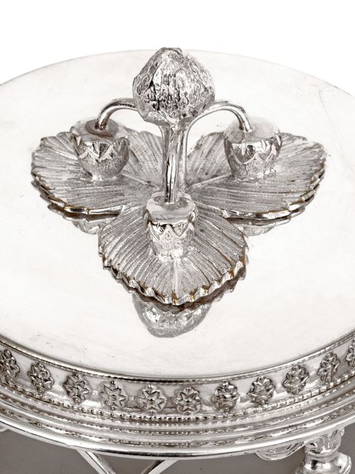 ANTIQUE SILVER PLATED PRESERVE POT WITH A FROSTED GLASS LINER - ADDITIONAL PHOTO 2