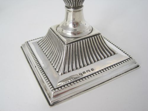 ELEGANT PAIR OF ANTIQUE SILVER DWARF CANDLESTICKS - ADDITIONAL PHOTO 2