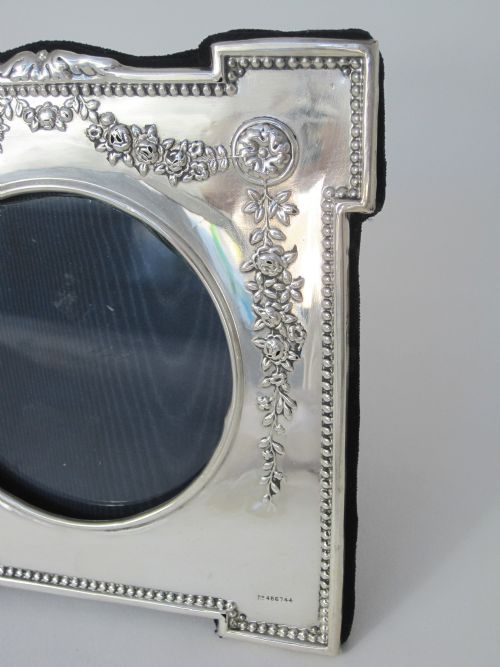UNUSUAL EDWARDIAN SILVER PHOTO PICTURE FRAME WITH SQUARED OFF CORNERS - ADDITIONAL PHOTO 3