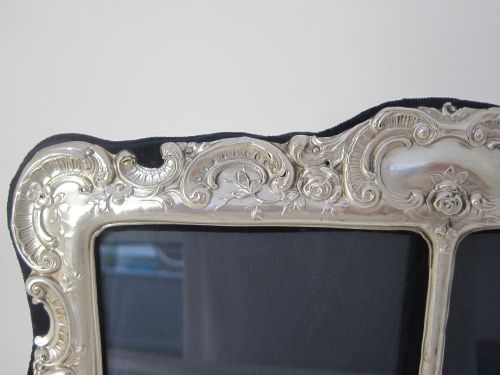 EDWARDIAN DOUBLE WINDOW SILVER PICTURE PHOTO FRAME - ADDITIONAL PHOTO 3