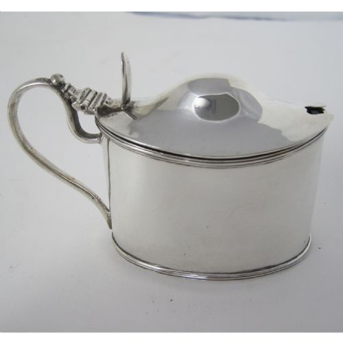 elegant victorian silver mustard pot with blue glass liner - CATEGORY: ANTIQUE SILVER - DATED 1880