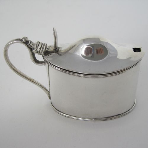 ELEGANT VICTORIAN SILVER MUSTARD POT WITH BLUE GLASS LINER - ADDITIONAL PHOTO 1