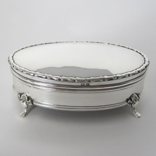 smart oval edwardian silver jewellery or trinket box - CATEGORY: ANTIQUE SILVER - DATED 1900