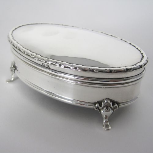 SMART OVAL EDWARDIAN SILVER JEWELLERY OR TRINKET BOX - ADDITIONAL PHOTO 1