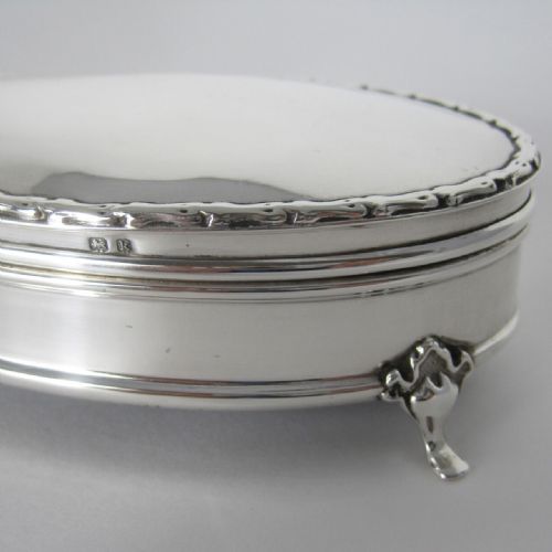 SMART OVAL EDWARDIAN SILVER JEWELLERY OR TRINKET BOX - ADDITIONAL PHOTO 2