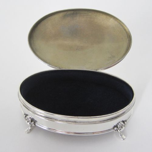 SMART OVAL EDWARDIAN SILVER JEWELLERY OR TRINKET BOX - ADDITIONAL PHOTO 3