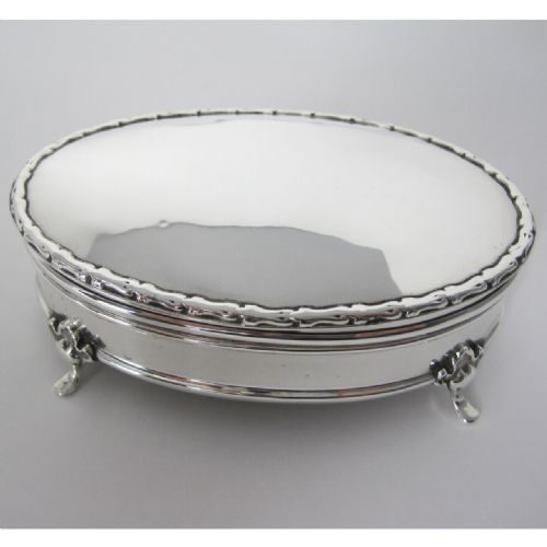 SMART OVAL EDWARDIAN SILVER JEWELLERY OR TRINKET BOX - ADDITIONAL PHOTO 4