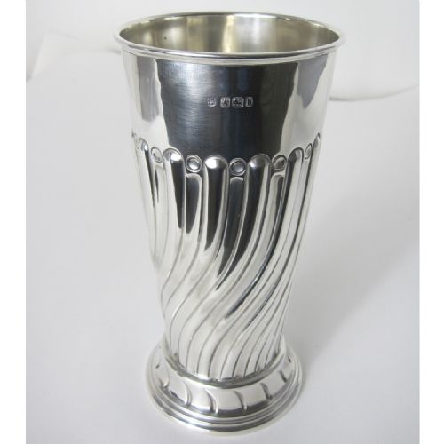 large victorian silver vase with trumpet shaped body - CATEGORY: ANTIQUE SILVER - DATED 1890