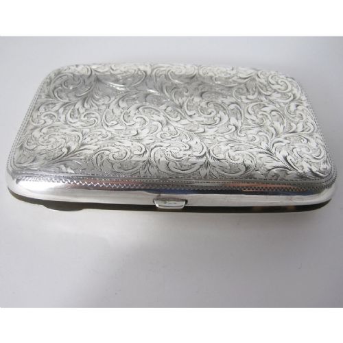 VICTORIAN SILVER POCKET CIGAR CASE IN A RECTANGULAR CURVED FORM - ADDITIONAL PHOTO 3