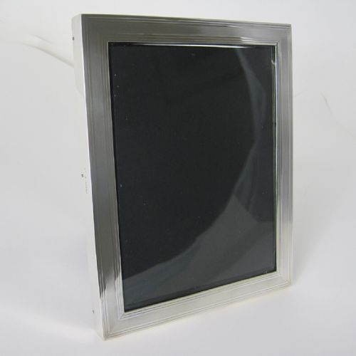 rectangular edwardian silver photo frame with leather back - CATEGORY: ANTIQUE SILVER - DATED 1910