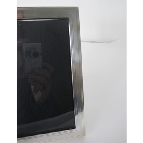 RECTANGULAR EDWARDIAN SILVER PHOTO FRAME WITH LEATHER BACK - ADDITIONAL PHOTO 2