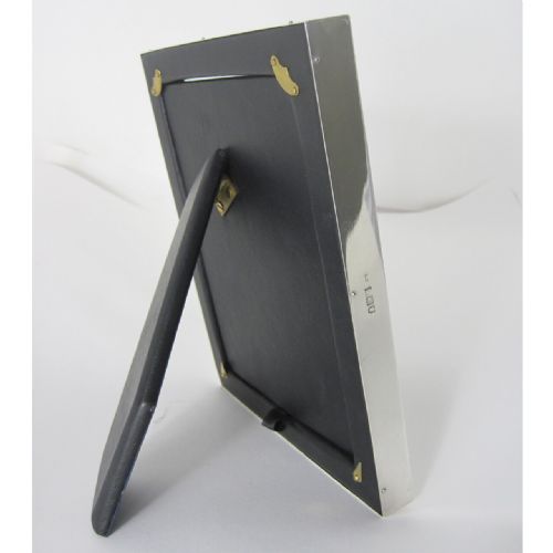 RECTANGULAR EDWARDIAN SILVER PHOTO FRAME WITH LEATHER BACK - ADDITIONAL PHOTO 4