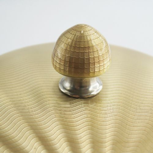 LARGE SILVER AND GUILLOCHE CHAMPAGNE COLOUR ENAMEL DRESSING TABLE JAR - ADDITIONAL PHOTO 1
