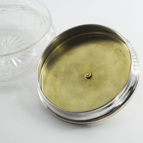 LARGE SILVER AND GUILLOCHE CHAMPAGNE COLOUR ENAMEL DRESSING TABLE JAR - ADDITIONAL PHOTO 3
