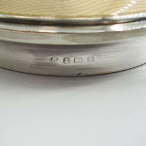 LARGE SILVER AND GUILLOCHE CHAMPAGNE COLOUR ENAMEL DRESSING TABLE JAR - ADDITIONAL PHOTO 5