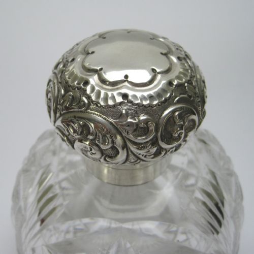 LARGE VICTORIAN CUT GLASS AND SILVER PERFUME BOTTLE - ADDITIONAL PHOTO 1