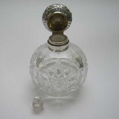 LARGE VICTORIAN CUT GLASS AND SILVER PERFUME BOTTLE - ADDITIONAL PHOTO 2